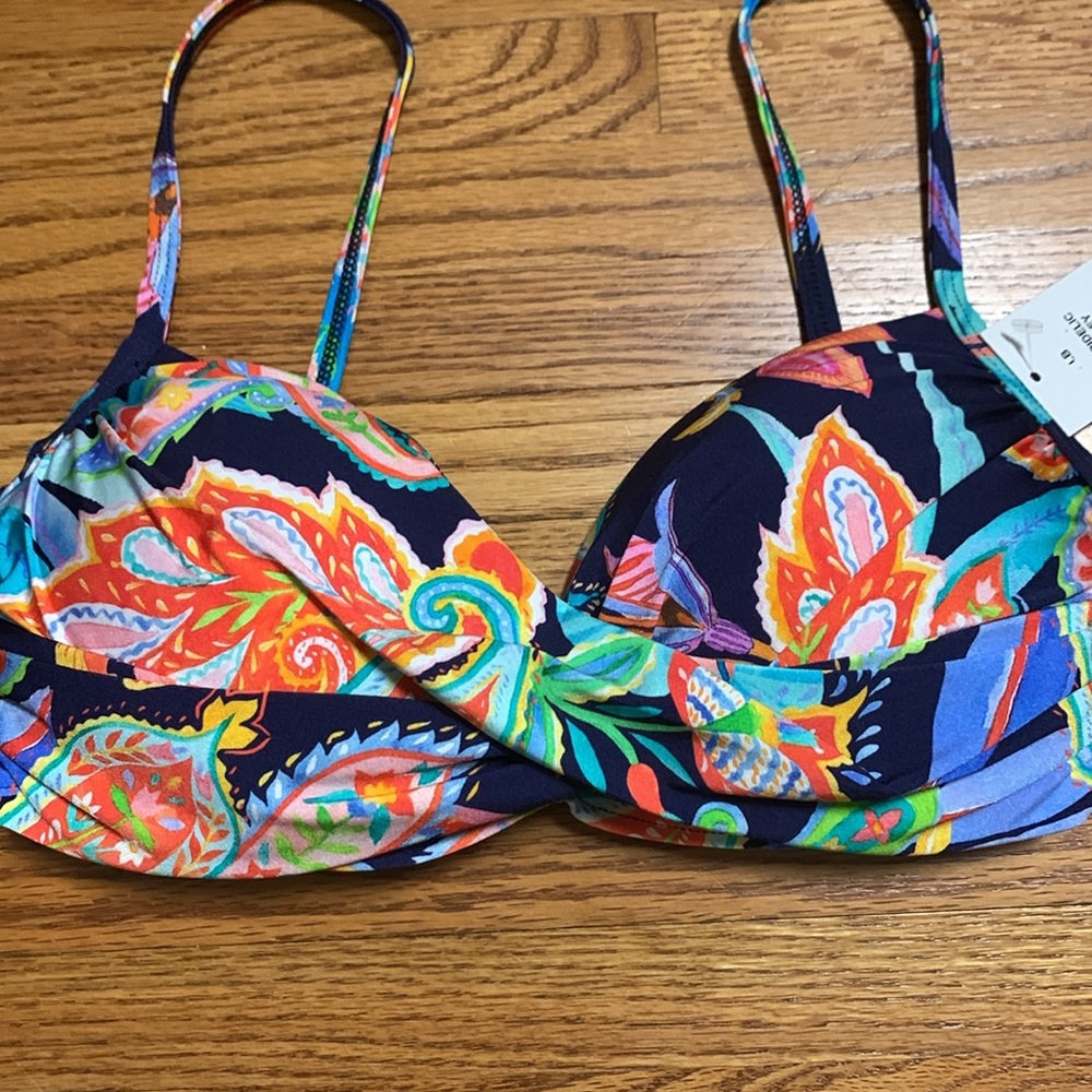 La Blanca swimsuit - wrap front bikini set with swim skirt bikini bottoms, navy - Picture 2 of 13